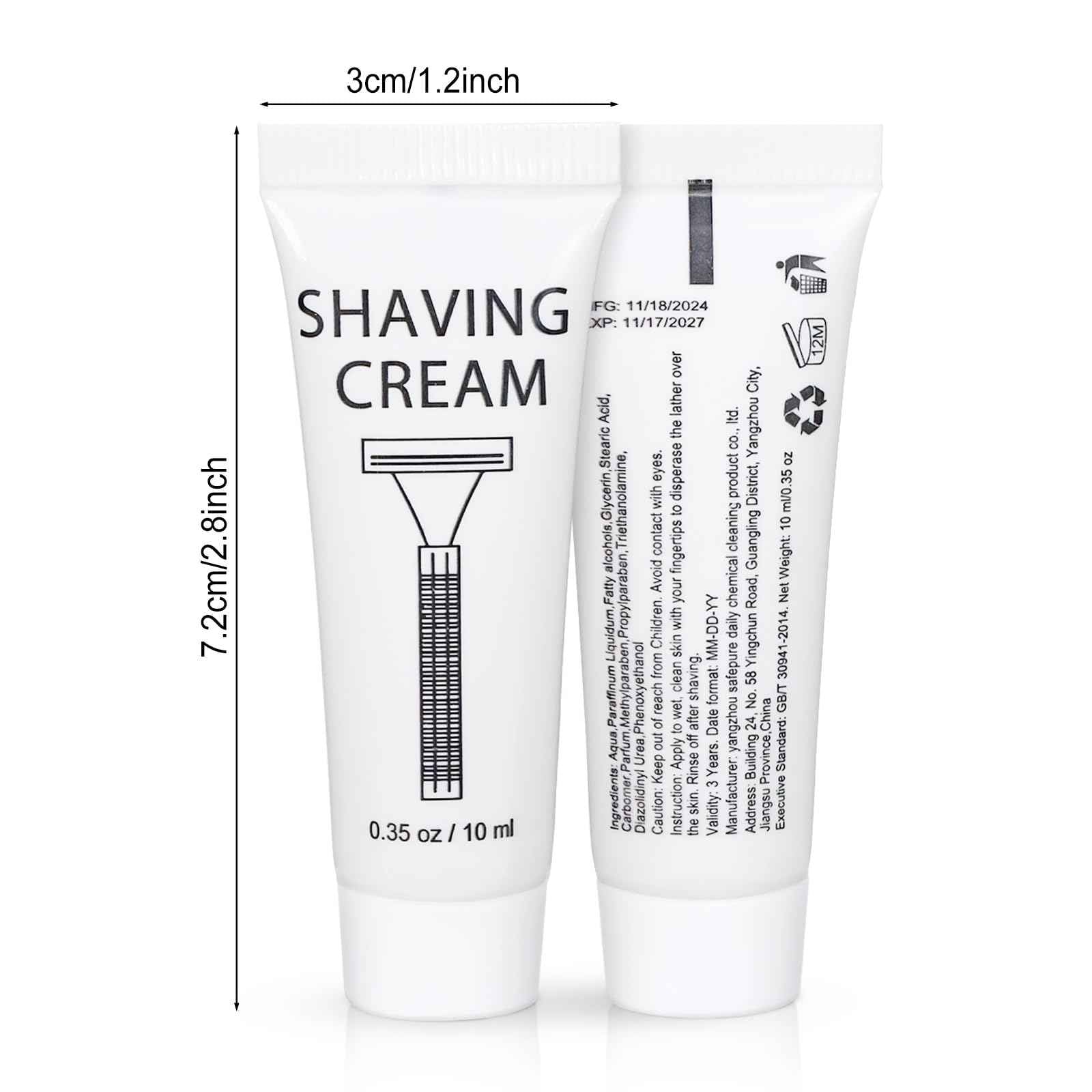 SLequipo Pack of 100 Disposable Shaving Cream Bulk, Individually Wrapped, 10g/0.35 oz, Travel Size Hotel Toiletries Amenities