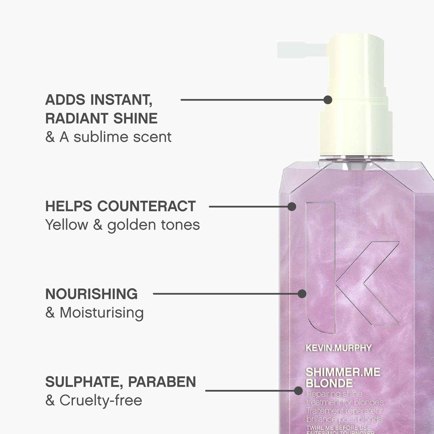 KEVIN.MURPHY SHIMMER.ME BLONDE - Repairing Shine Treatment - For Blonde, Highlighted & Grey Shades - For Hair Repair - Hair Mist with Vitamins - Hair Shimmer Spray - 100 mL / 3.4 fl oz