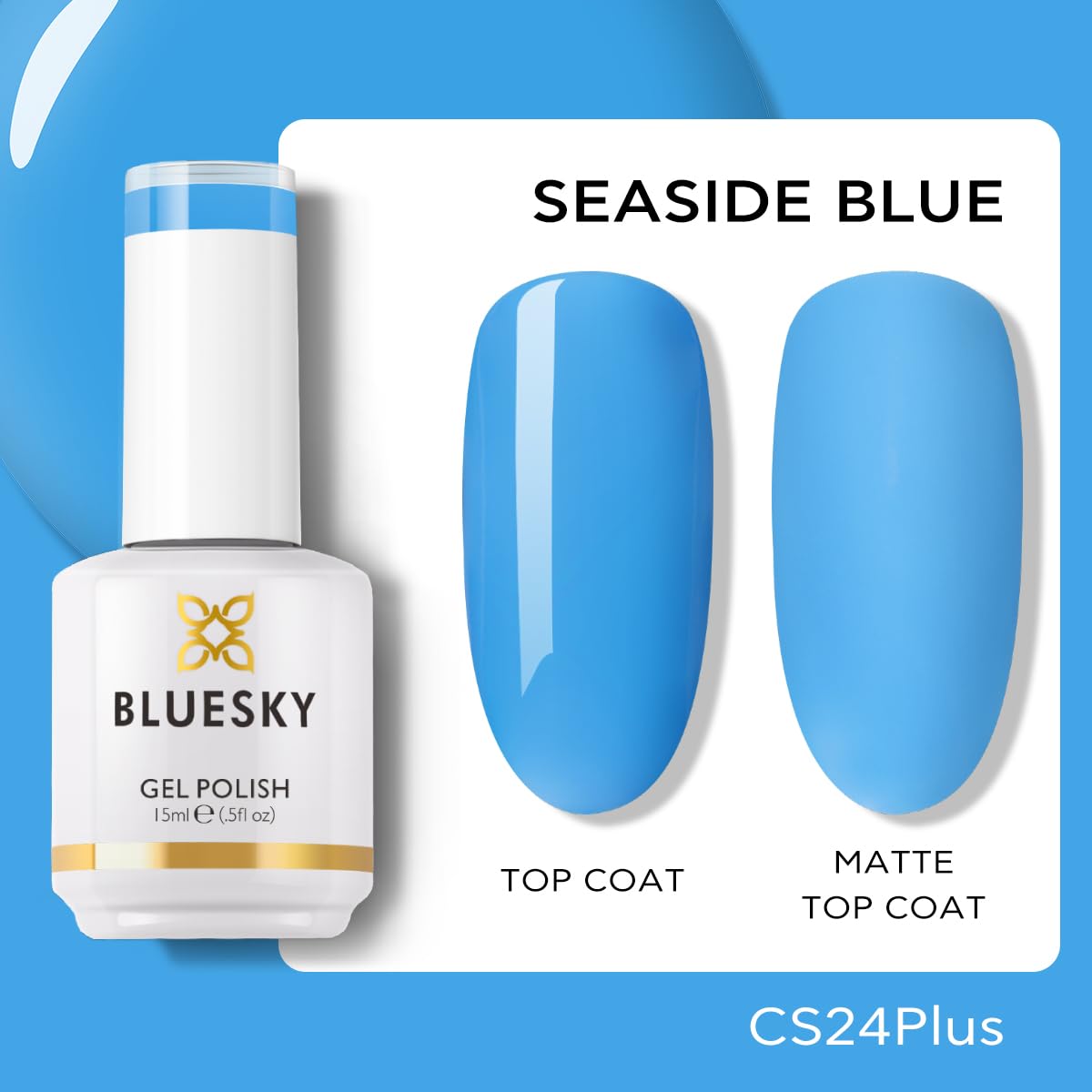 BLUESKY Gel Polish for Nails Color Blue Salon Single Bottle Gel Soak Off Manicure at Home,Long Lasting &Chip Resistant, Vegan, 15ml CS24P/SEASIDE BLUE