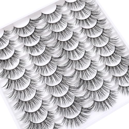 Azenlo 20 Pairs Wispy Faux Mink False Eyelashes Style 20-065, 14mm Fluffy Cat Eye Lashes