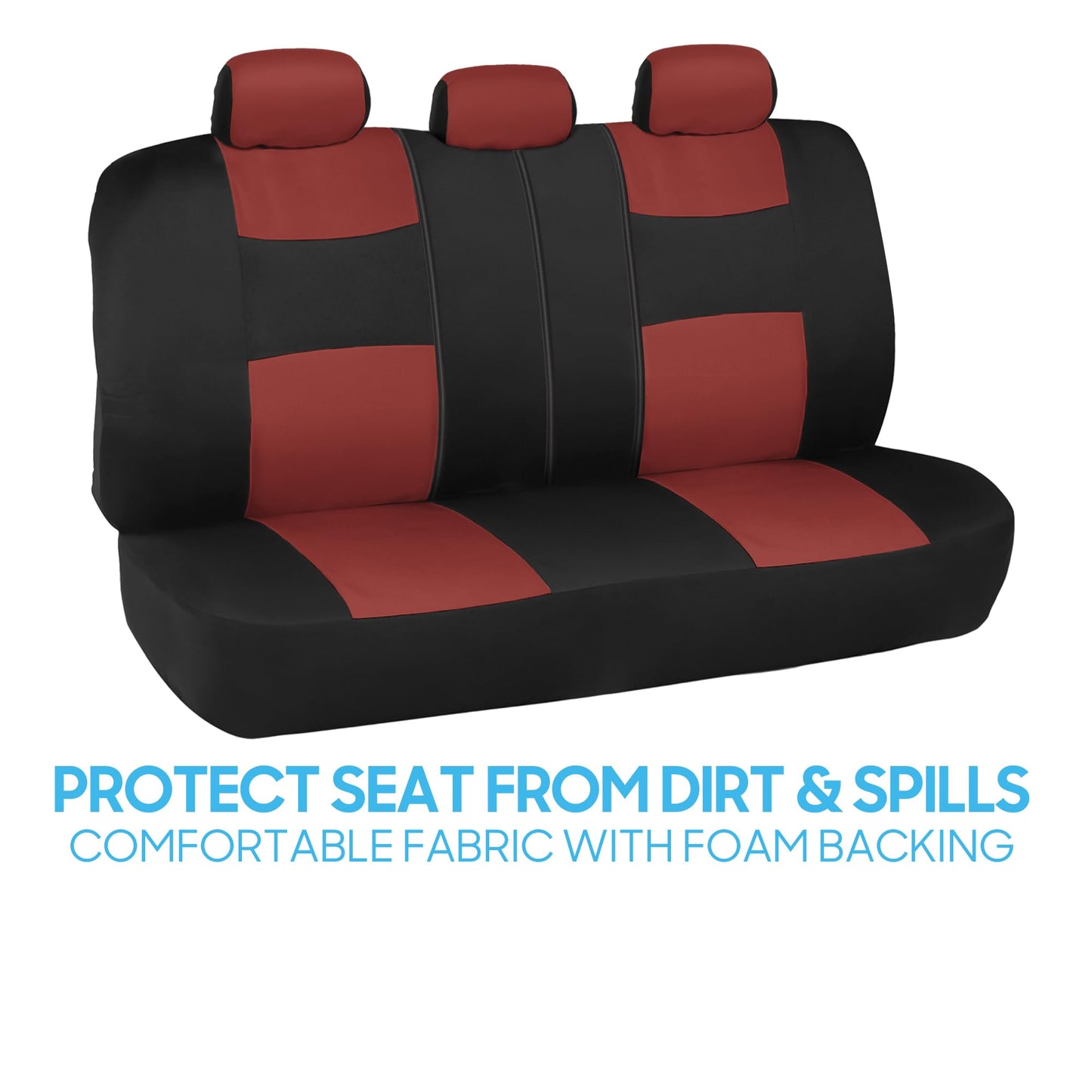 BDK PolyPro Car Seat Covers Full Set in Terracotta on Black, Front and Rear Split Bench Seat Covers for Cars, Easy to Install Car Seat Cover Set, Car Accessories for Auto Trucks Van SUV - Terracotta