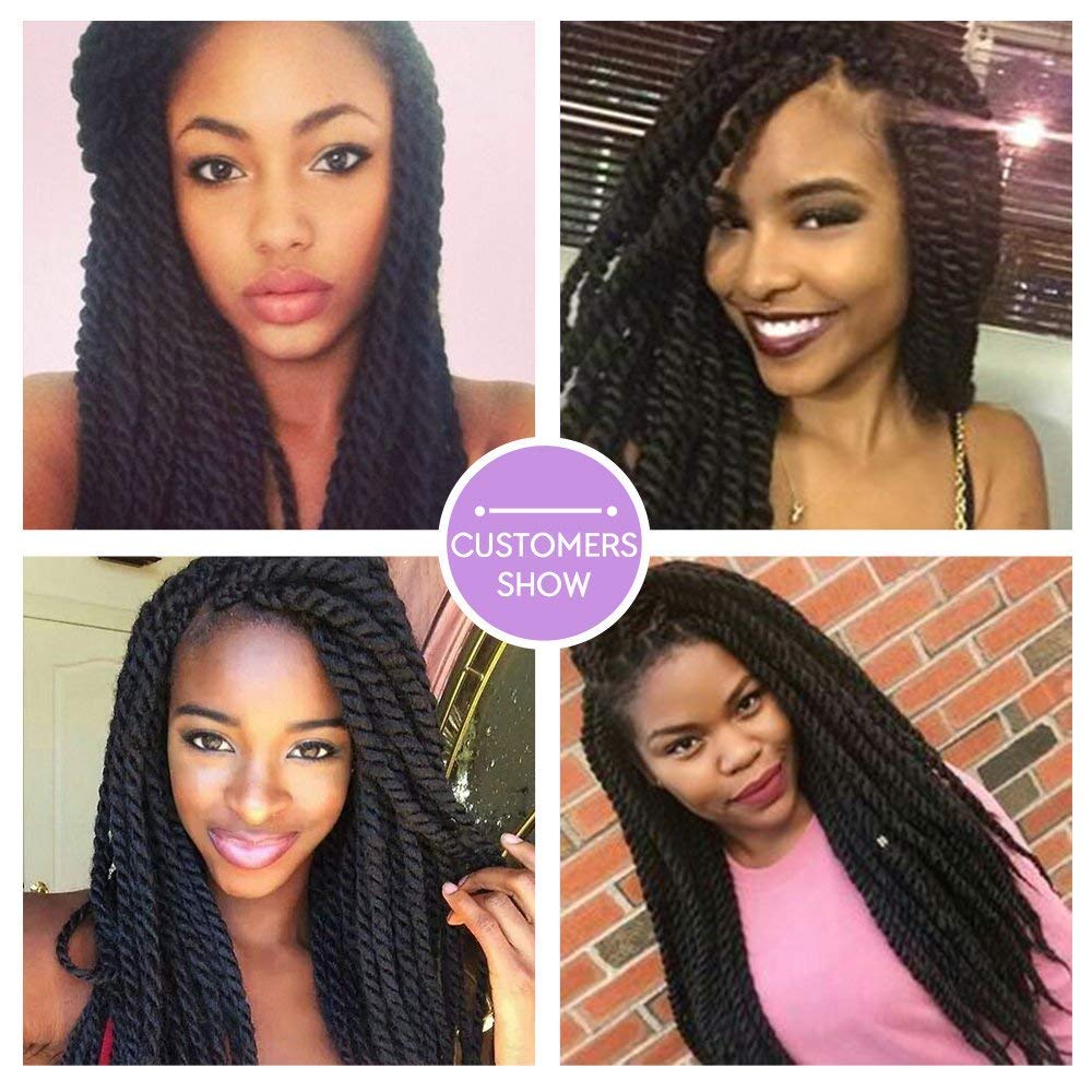 Admutty Havana Twist Crochet Hair 6 Packs 18 inch Braids Senegalese Braiding (1B)