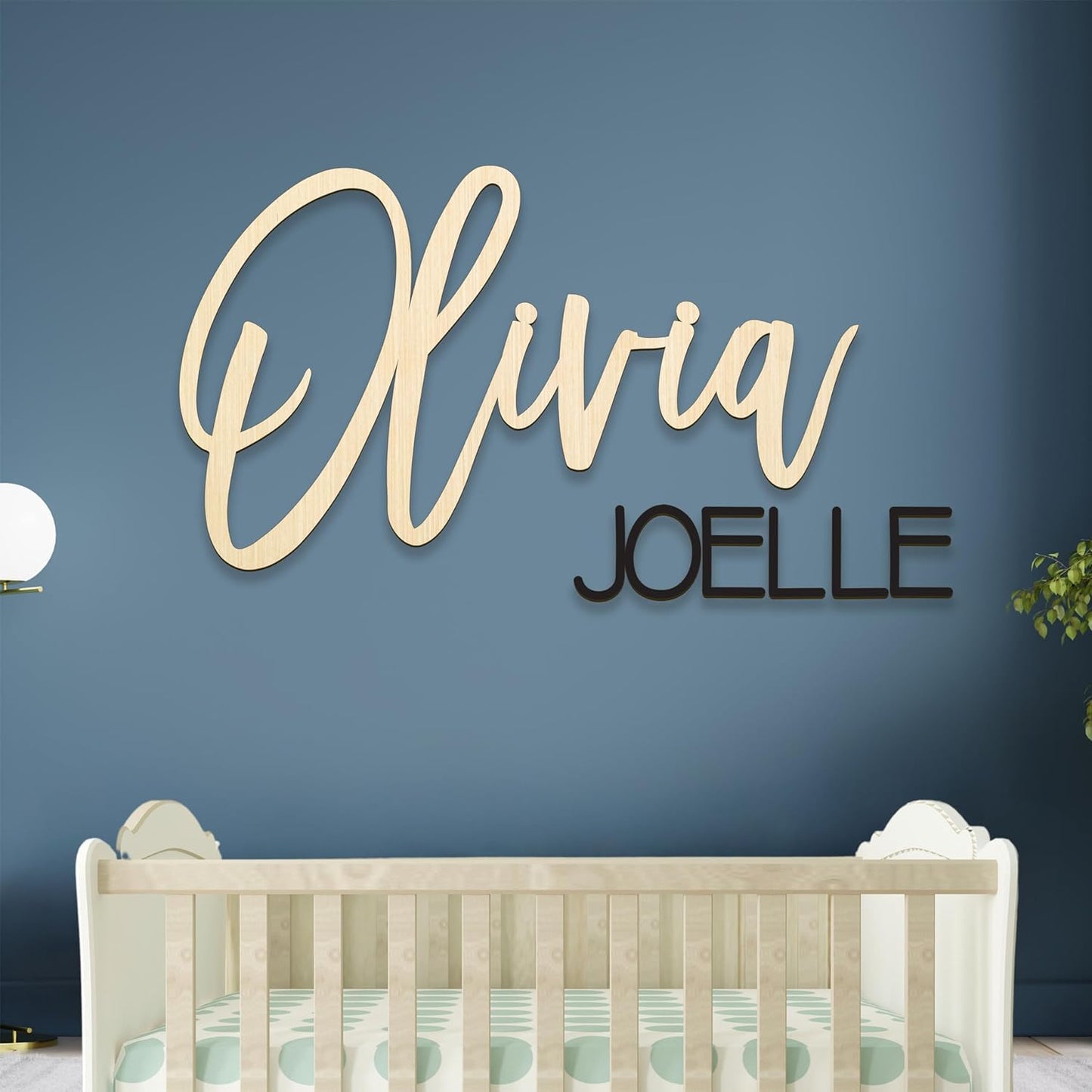 Custom Wood Name Sign For Nursery, 1/3-INCH THICKNESS, Boho Nursery Sign, Family Name Signs, 3D Wall Art for Children & Kids Rooms, Baby Shower, First birthday gift (First + Middle Name)