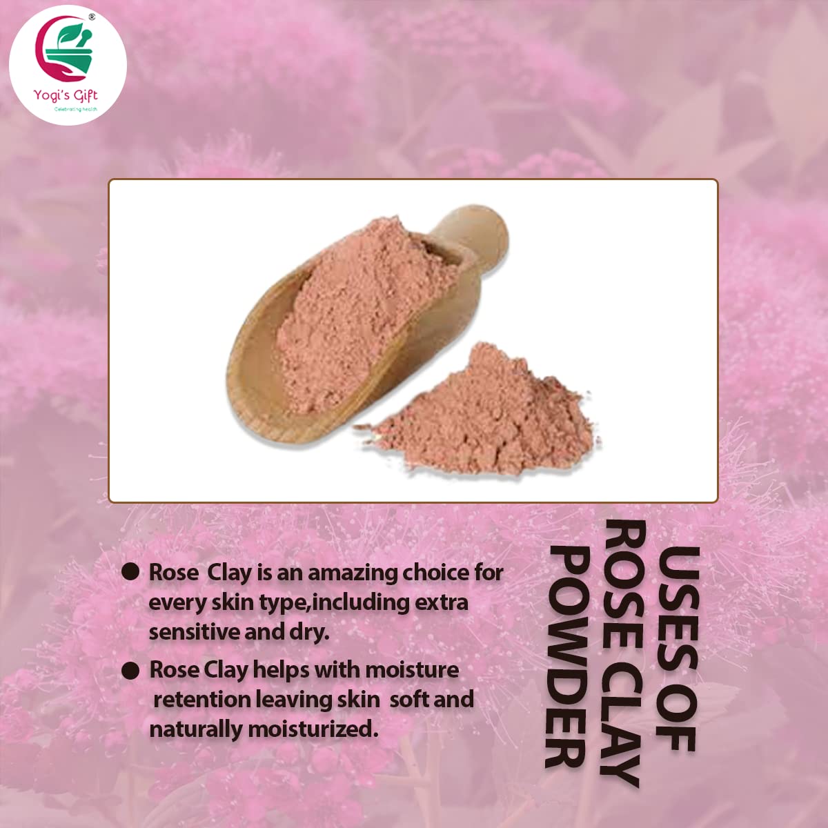 Pink Clay/Rose Clay Powder for Soap Making | 8 Oz | Fine, Gentle and Soothing Clay for Face Masks, Soaps and More | by Yogi's Gift ®