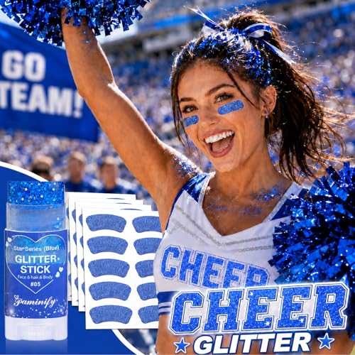 Blue Glitter Stick & Eye Black Stickers Kit - 50 Pcs Waterproof
