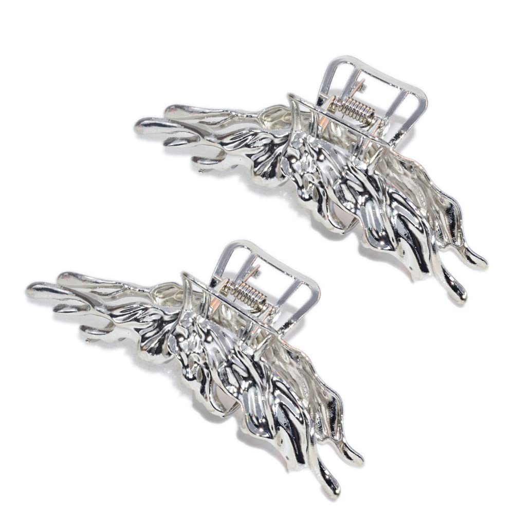 2 Pcs Large Metal Hair Claw Clips - Personality Nonslip Silver Hair Clamps,Perfect Jaw Hair Clamps For Women And Thinner-Thick Hair Styling-Strong Hold Hair-Fashion Hair Accessories (style3)