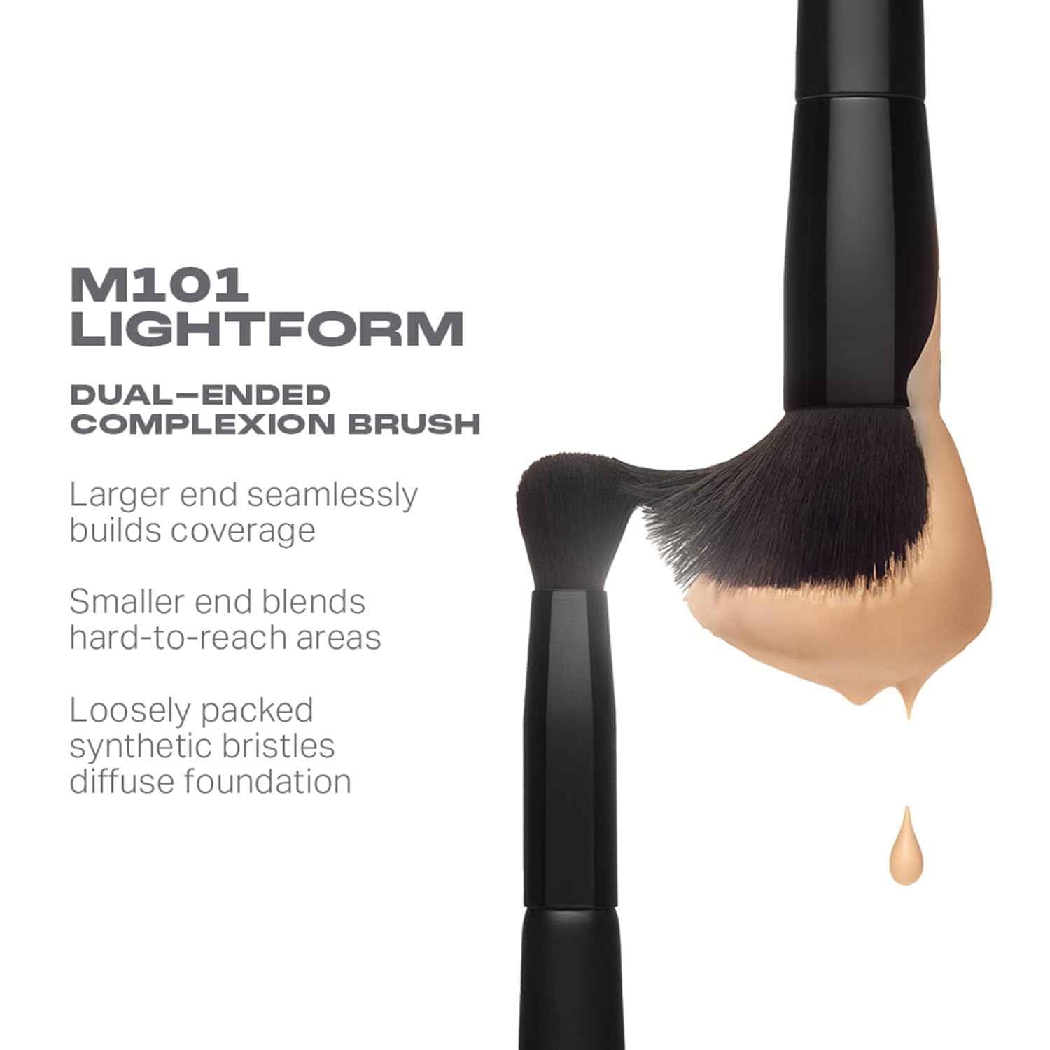 Morphe M101 Lightform Dual-Ended Complexion Brush - 2-in-1 Concealer & Foundation Brush - Smaller Side Blends Hard-to-Reach Areas - Made with Cutting-Edge Synthetic Bristles (1 Count)