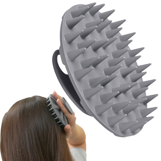 INNERNEED One-Piece Scalp Massager Shampoo Brush, Wet & Dry Scalp Care Head Scrubber Hair Washing, Soft Silicone Bristles, for Hair Growth, Dandruff Removal, Comfortable for All Hair Types (Gray)