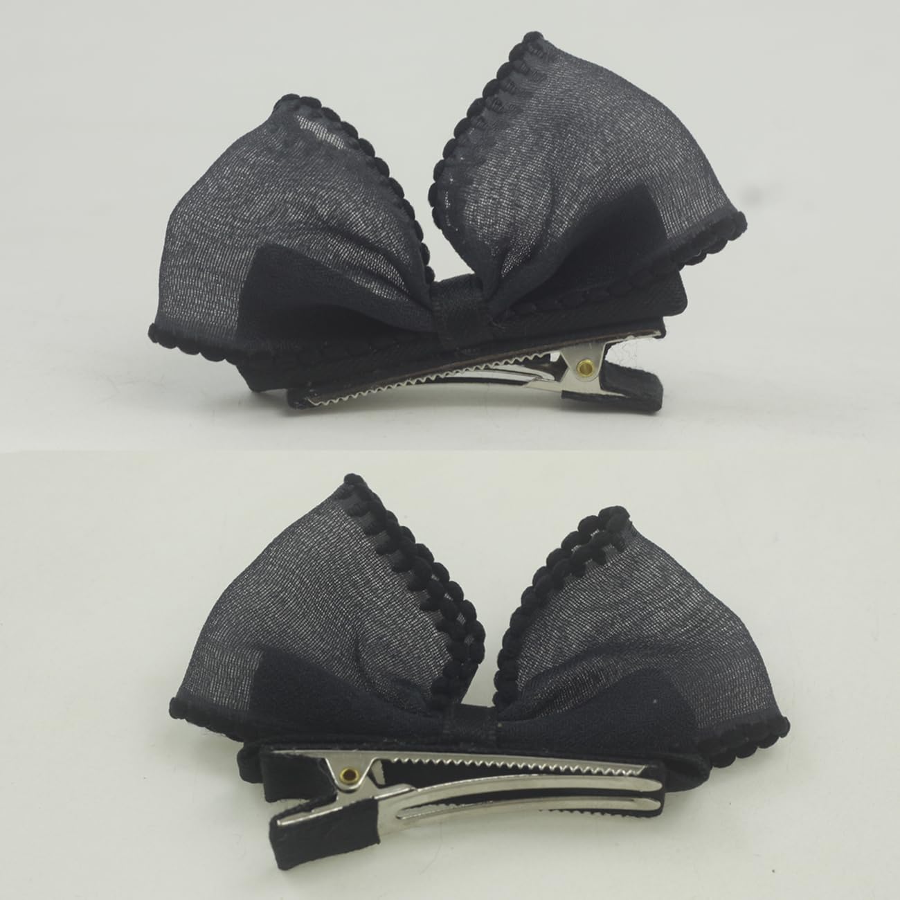 Elegant Black Fabric Bow Hair Clips Cat Ear Bow Hair Head piece for Little Girls -2Pcs