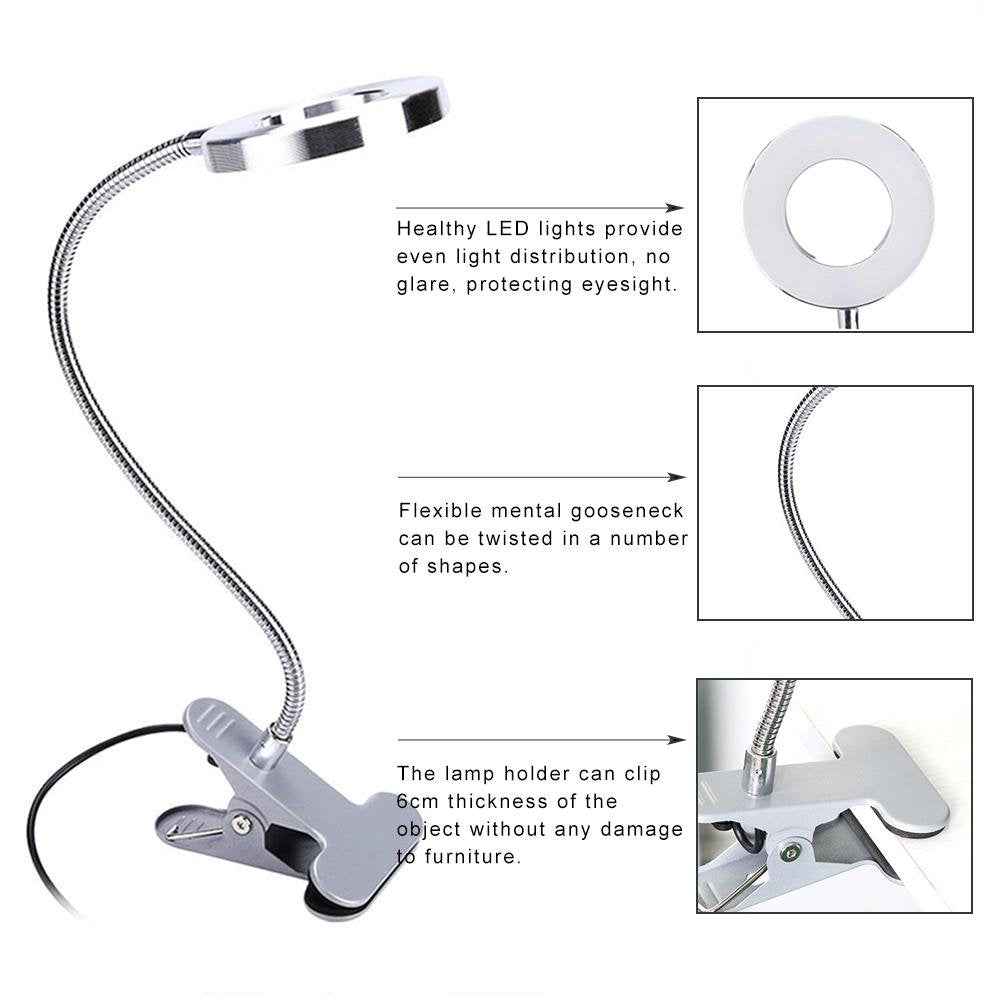 Makeup LED Lights, USB Cosmetic Lamp Eyebrow Lips Beauty Salon Desktop Led Lights with Clip