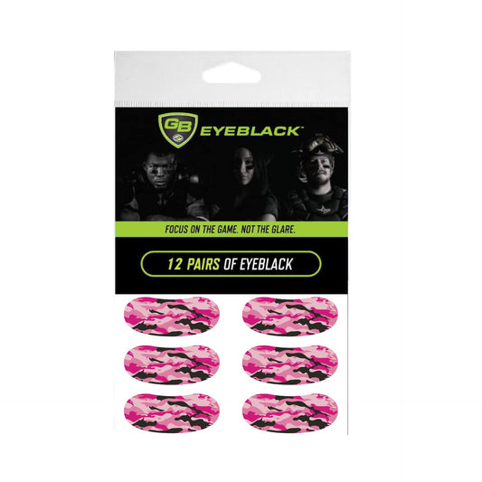 GB Eyeblack - 12 Pairs Peel & Stick Athletic Eyeblack, Eye Black Football, Glare Blockers Colored Eye Black Stickers, Eye Black Baseball, No Mess, Won't Fall Off, Worn by The Pros (Pink Camo)