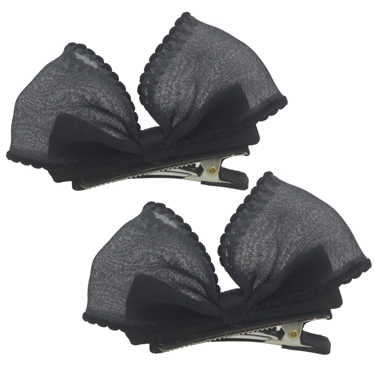 Elegant Black Fabric Bow Hair Clips Cat Ear Bow Hair Head piece for Little Girls -2Pcs