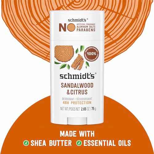 Schmidt's Aluminum-Free Vegan Deodorant Sandalwood & Citrus 2 Count for Women and Men, with 24 Hour Odor Protection, Natural Ingredients, Cruelty-Free, 2.65 oz