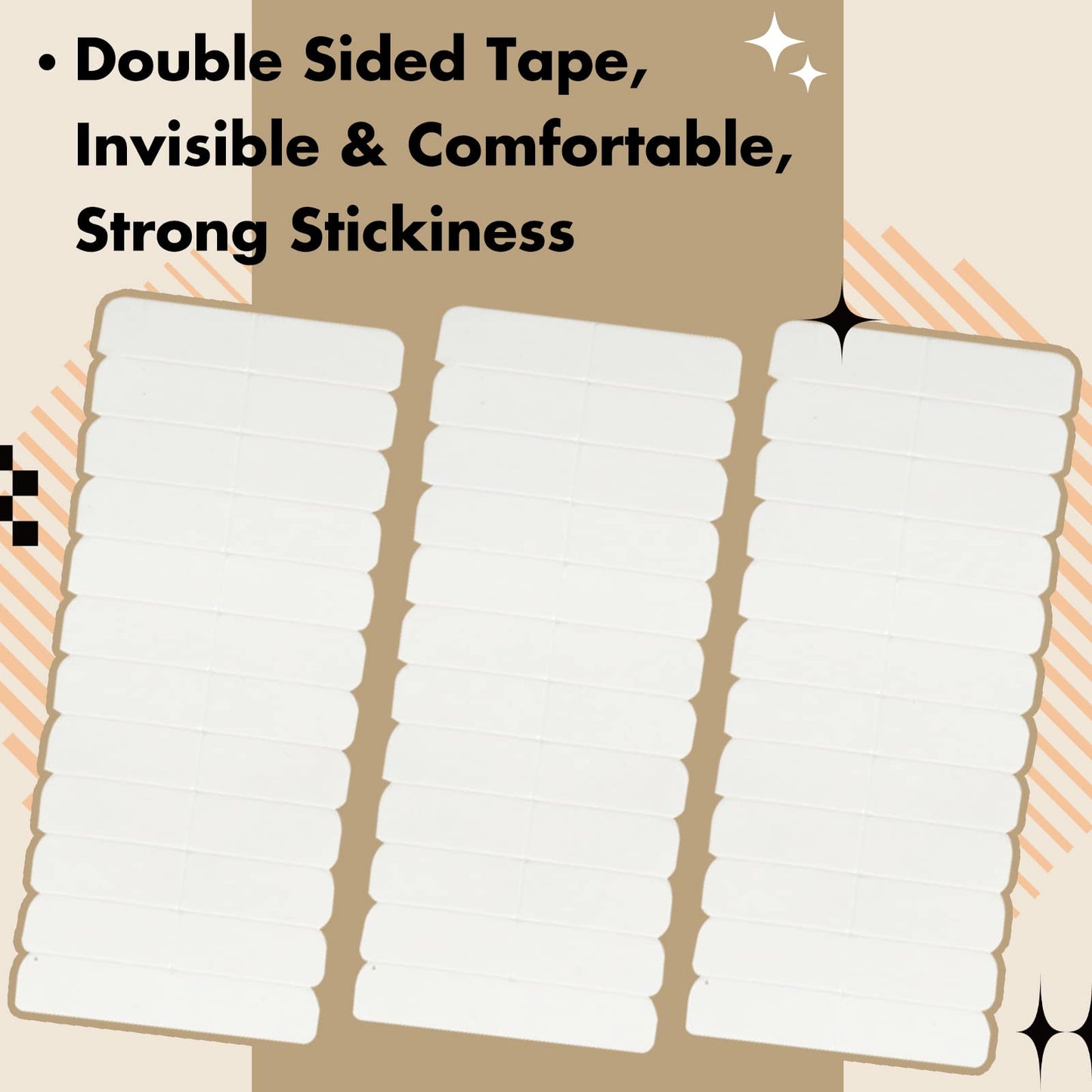 Full Shine Replaceable Tape Tabs No-Residue Tape for Extensions Human Hair 3 Sheets White Tape Tab,36pcs