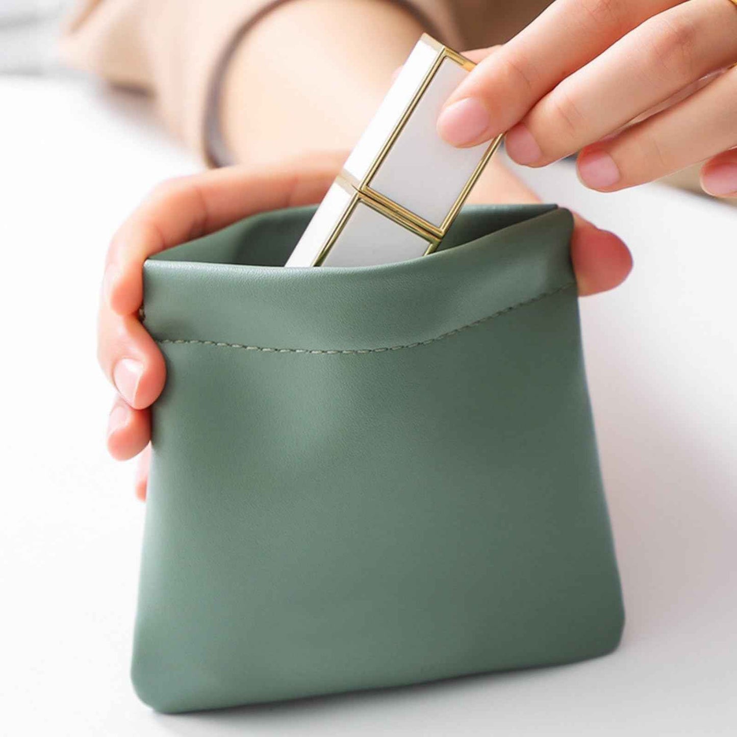 WRINGKIT 18 Pcs Snap Closure Pouches, Small 4.7 Inch Squeeze Coin Purse Pouch, Waterproof Portable Mini Makeup Bag, No Zipper Self-Closing Pocket Cosmetic Bag for Women Jewelry Lipstick Headphones