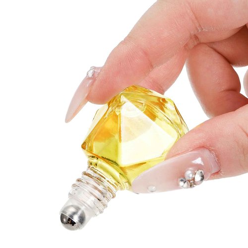 ELFULLY 36 Pack Essential Oil Roller Bottles, 8ml/0.27oz Empty Roll On Bottle, Glass Polygonal Roller Ball Applicator, Perfume Vials with Stainless Steel Roller Ball for Travel, 4 Dropper, 2 Funnel