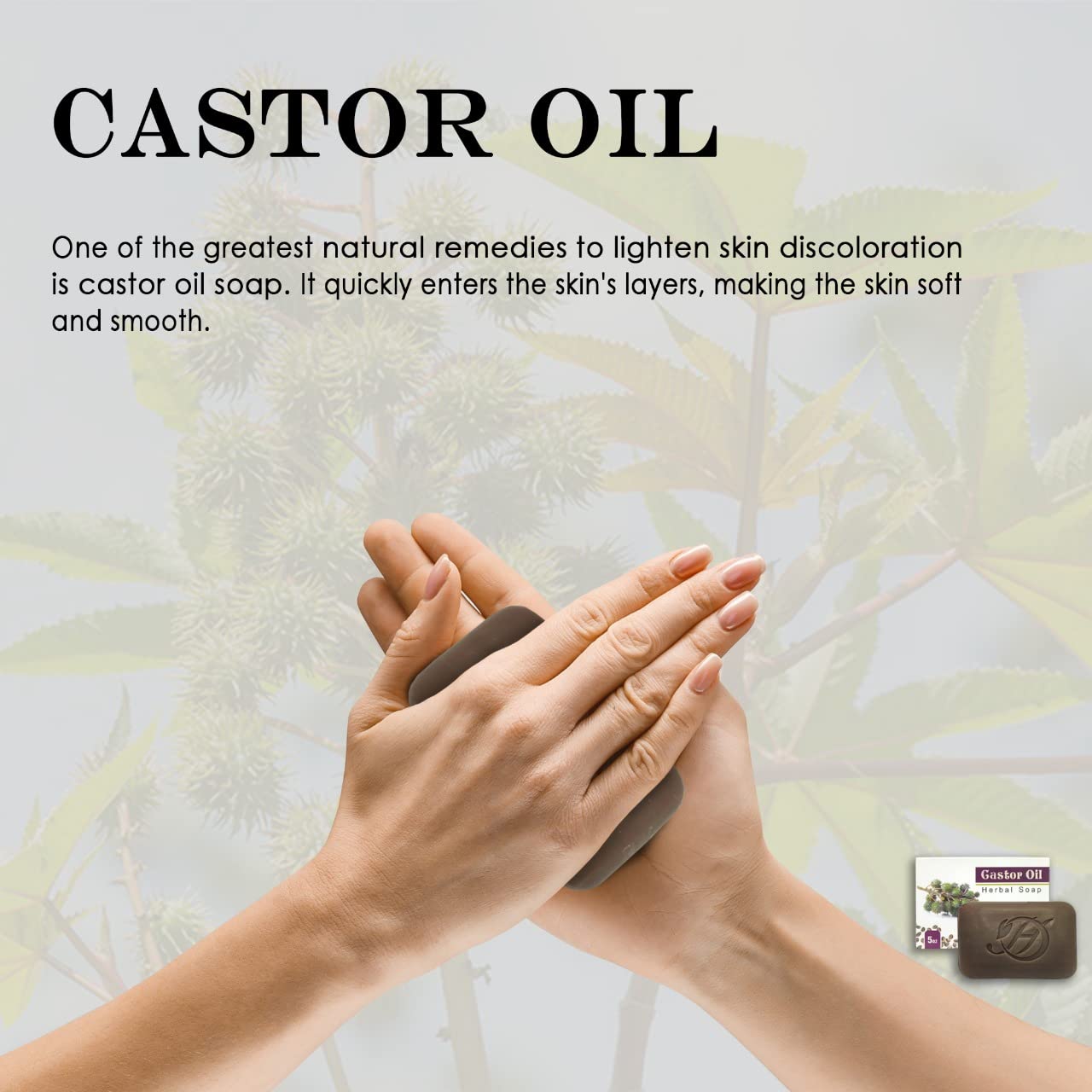 HERBOGANIC Castor Oil Herbal Soap | Natural Bar Soap for Face and Body | Nourishing and Rejuvenating | Infused with Castor Oil | Gentle for Men and Women | 5 Oz (Pack of 1)