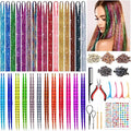 ROADPLUM Hair Tinsel Kit with 16 Colors & Hair Feathers for Party & Cosplay