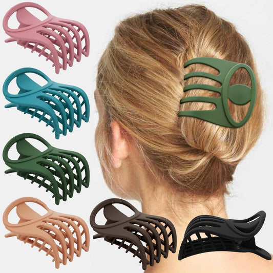 AHONEY Flat Claw Clips, 6 Pack Alligator Hair Clips for Women Thick Hair, Hair Lay Down Clip Matte Finish Hair Styling Accessories for Women (Multi-color, 3.3inch)