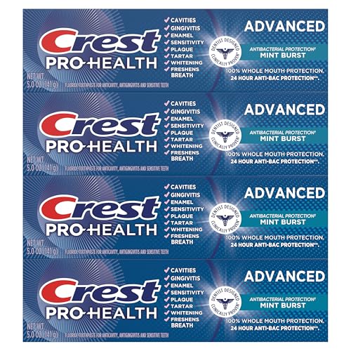 Crest Pro-Health Advanced Antibacterial Toothpaste, Mint Burst - 5 oz (4 Pack)