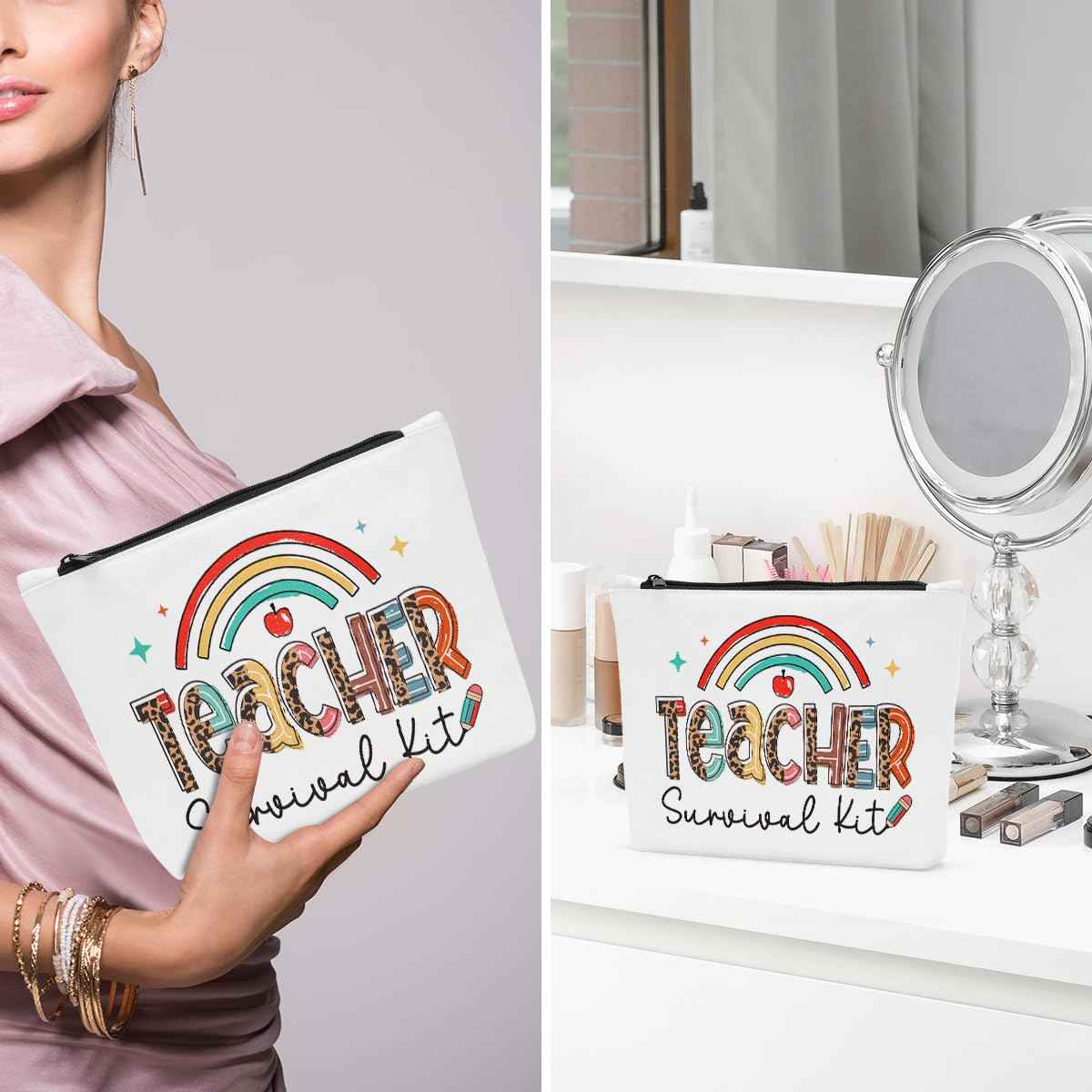 Sldpngo Teacher Survival Kit - Makeup Bag for Women, Birthday Gifts, Appreciation Gifts with Cosmetic Essentials
