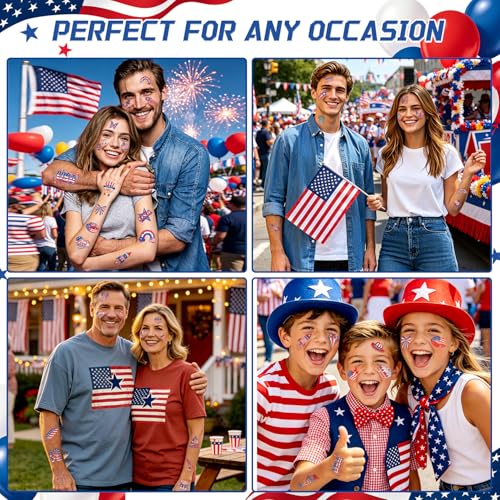 108 Glitter 4th of July Temporary Tattoos - Waterproof Patriotic