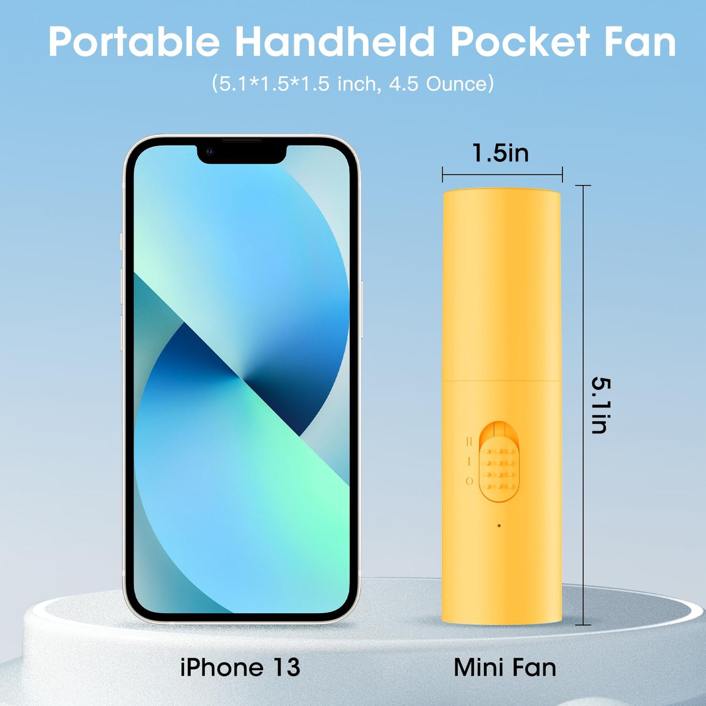 OLV Handheld Mini Fan Portable Rechargeable 3000mAh USB Battery Powered 22+Hrs Runtime Small Hand Held Fan Foldable Pocket Personal Fan Gifts for Women Girls Men Office,Travel,Outdoor - Yellow