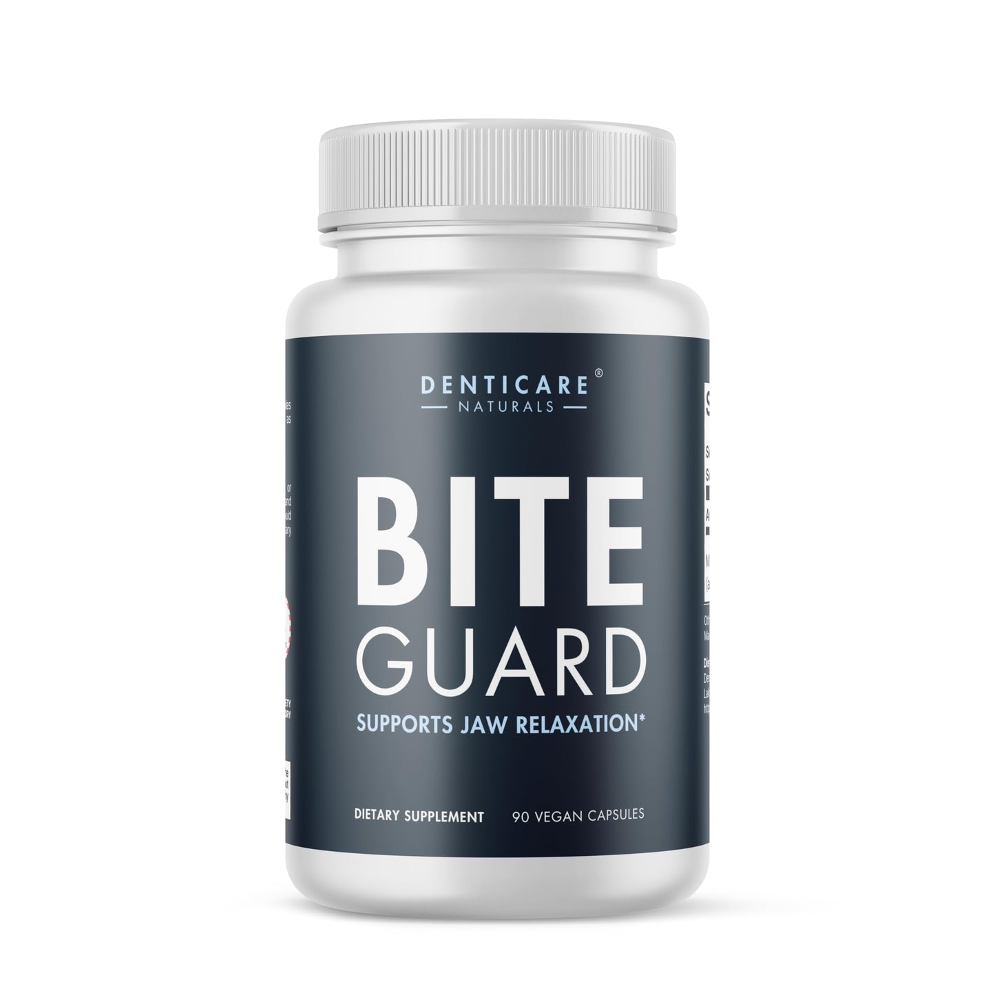 BiteGuard - Calms Jaw for Teeth Grinding & Bruxism Relief - (Vegan Safe, Non-GMO) 90 Capsules, Pure Magnesium for Bruxism Supplement by Denticare Naturals