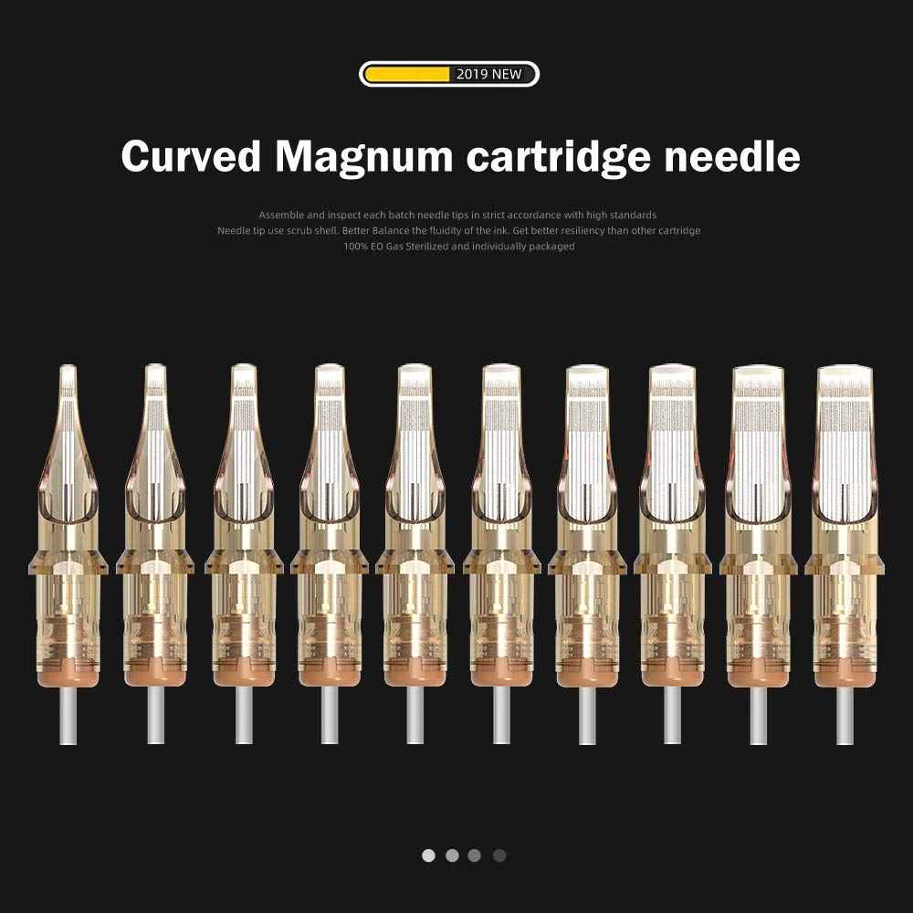 CHUSE 20pcs Cartridges Disposable Tattoo Needle Standard 9 Curved Magnum (1209RM)