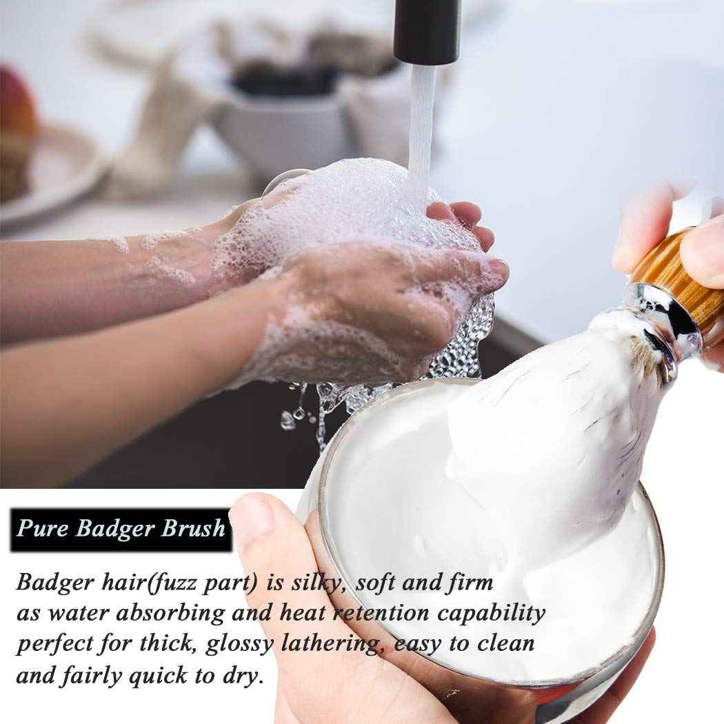 Grandslam Shaving Brush Kit,Pure Badger Hair Shaving Brush,Stainless Steel Shaving Stand and Double Layers Shaving Bowl