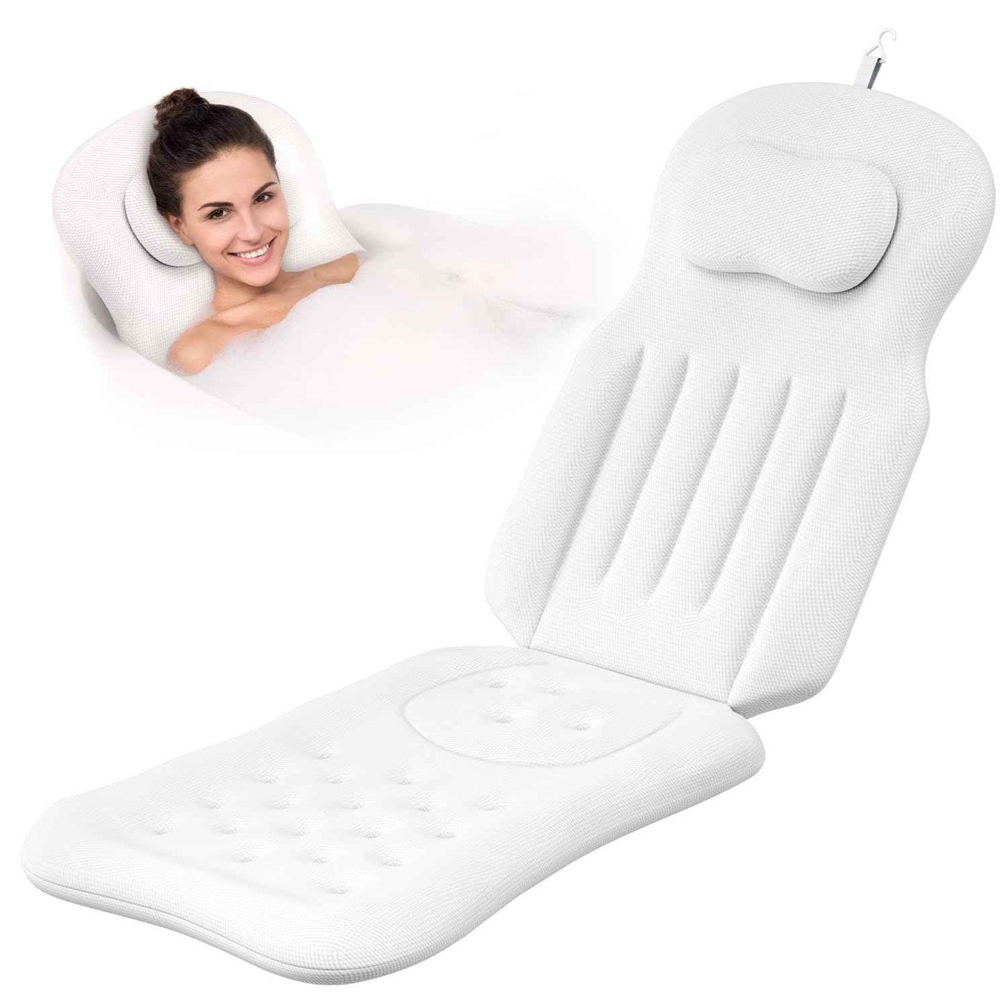 YSJILIDE Full Body Bath Pillow for Bathtub, Spa Bath Pillows for Tub Neck Head Neck Shoulder and Back Support, with Non-Slip Suction Cups/4D Air Mesh