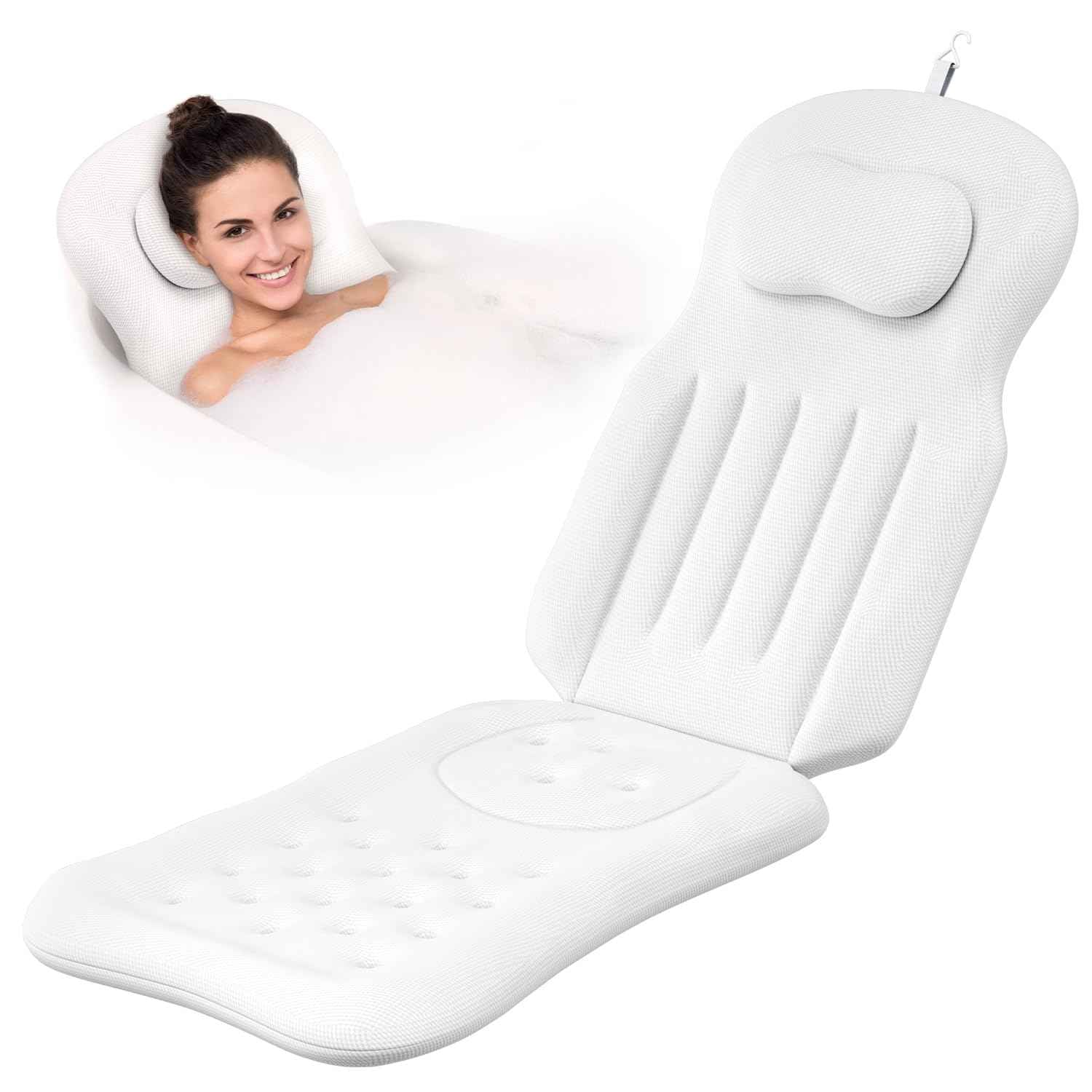 YSJILIDE Full Body Bath Pillow for Bathtub, Spa Bath Pillows for Tub Neck Head Neck Shoulder and Back Support, with Non-Slip Suction Cups/4D Air Mesh
