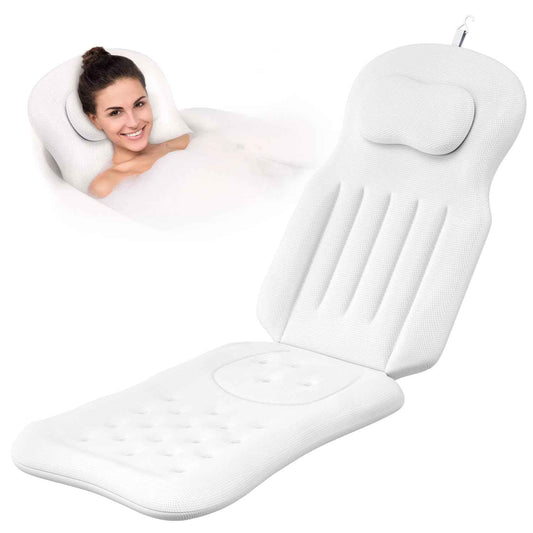 YSJILIDE Full Body Bath Pillow for Bathtub, Spa Bath Pillows for Tub Neck Head Neck Shoulder and Back Support, with Non-Slip Suction Cups/4D Air Mesh
