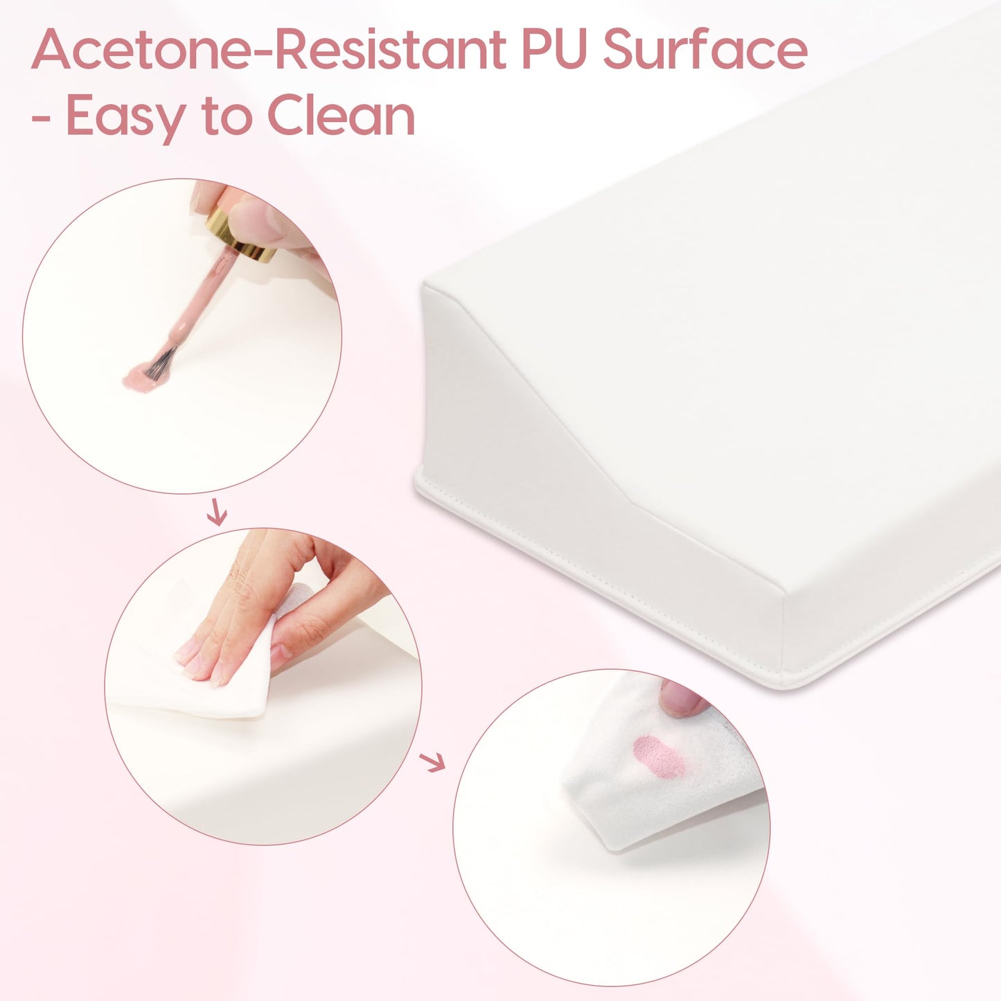 Delanie Nail Tech Arm Rest with Elbow Support - 21.65" Wide Soft Cushion Comfortable Ergonomic Manicure Hand Rest Pillow for Manicurist, Nail Desk Salon Supplies, Standard 21.65" Version