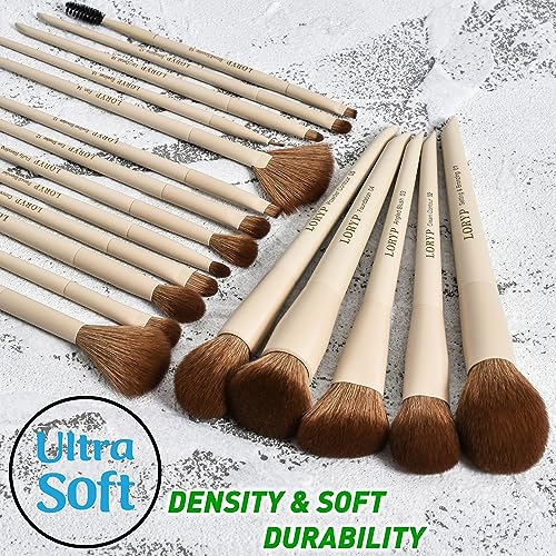 LORYP 18-Piece Makeup Brush Set with Face & Eye Brushes