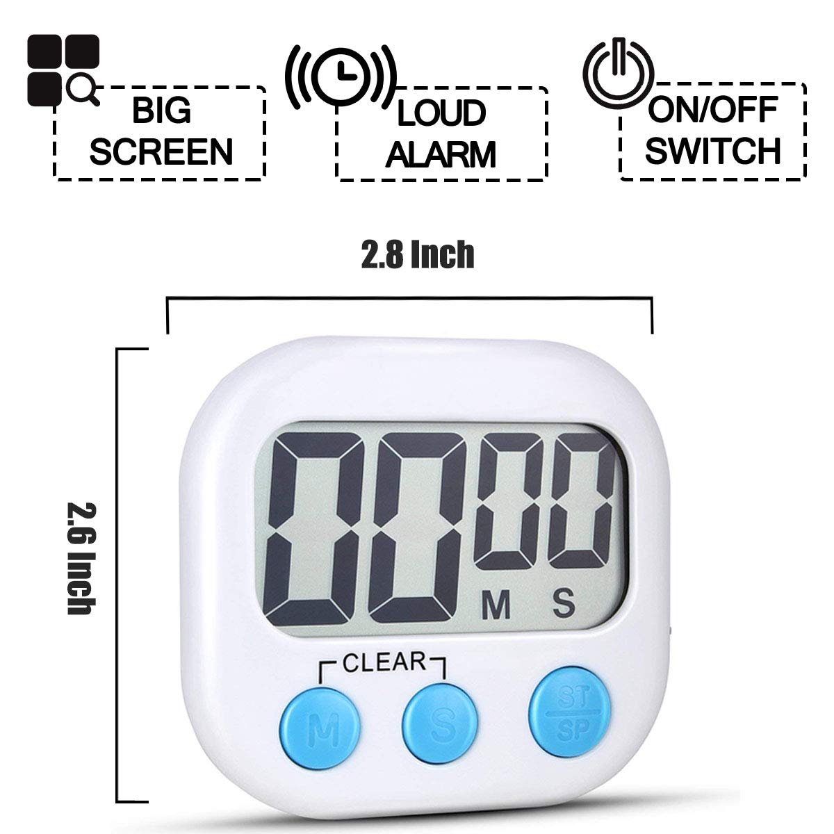 2 Pack Classroom Timers for Teachers Kids Large Magnetic Digital Timer Green White