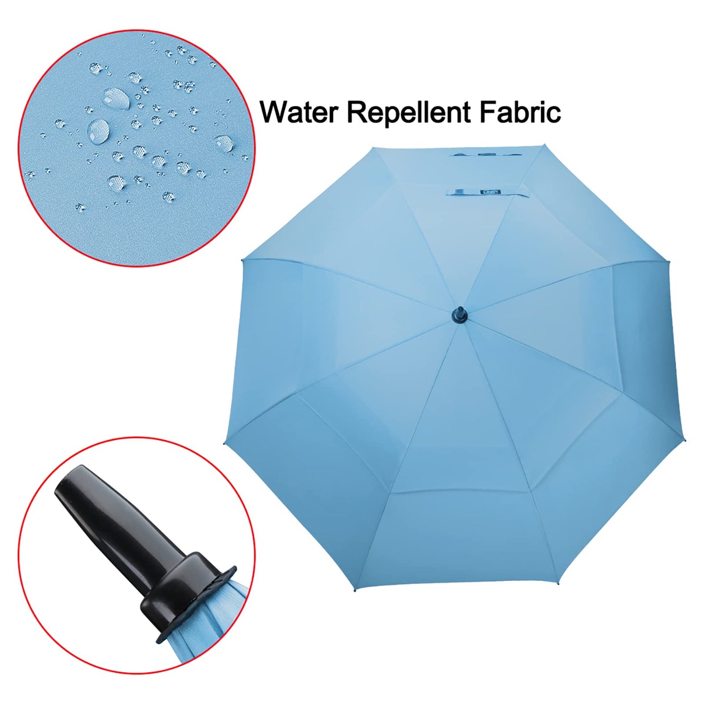 G4Free 54 Inch Automatic Open Golf Umbrella Windproof Extra Large Oversize Double Canopy Vented Windproof Waterproof Stick Umbrellas for Men (Sky Blue)