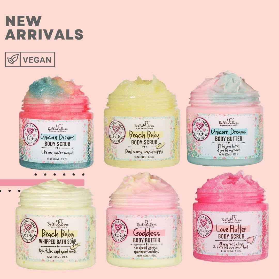 Beach Baby Body Scrub, Whipped Bath Soap & Shave Cream and Shea Body Butter Bundle