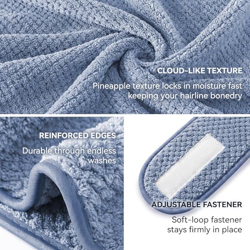 Spa Headband 4 Pack, Terry Cloth, Adjustable, Dark Blue