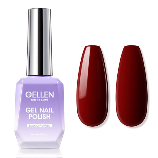 Gellen Gel Nail Polish, 18ml Burgundy Red Gel Polish Soak Off UV LED Nail Gel Polish Christmas Nail Art Design Manicure Salon Home DIY Salon Gel Gifts for Women