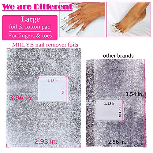 MIILYE Gel Nail Polish Remover Foil Wraps with Lint-Free Pads - 100 Pack