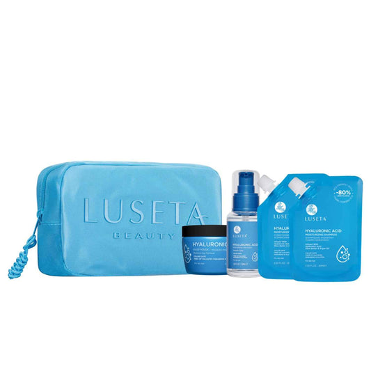 Luseta Hyaluronic Acid Jet-Set Hair Moisturizing Kit, Travel Size Shampoo and Conditioner Set for Hair Moisturizing with Hair Mask and Heat Serum for Women and Men, Hair Care Kit for Dry Hair
