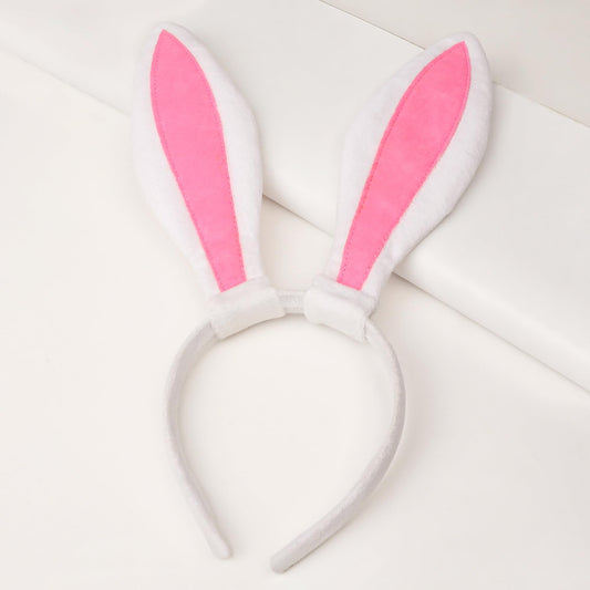 Ivyu White Rabbit Alice in Wonderland Bunny Ears Headband with Pink Inner Ears for Women Halloween, Cosplay, Party