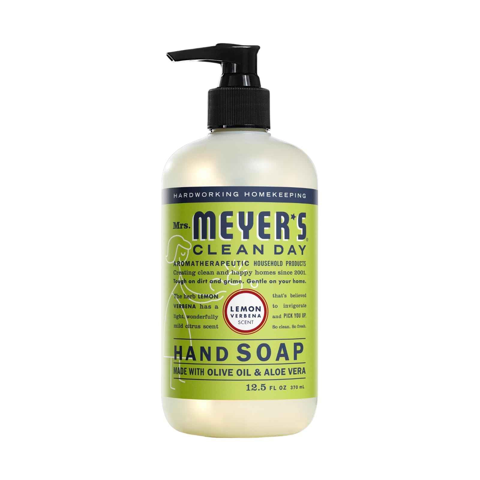 Mrs. MEYER'S Clean Day Liquid Hand Soap 6 Pack Variety, Gingerbread, Iowa Pine, Peppermint, Lavender, Lemon Verbena, Basil, 12.5 OZ Each, 1 CT