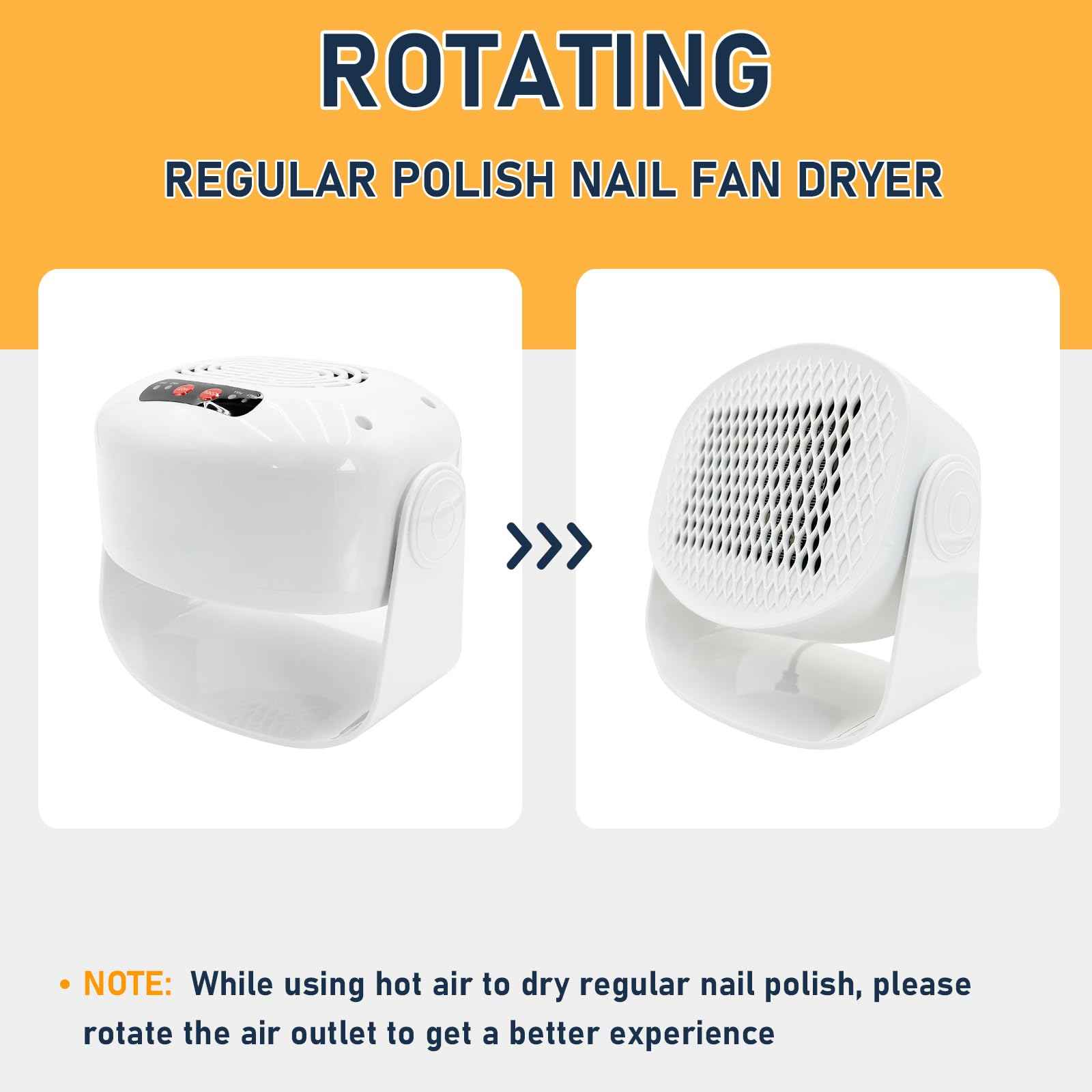 Nail Dryer for Regular Polish, Rotating Regular Polish Nail Dryer Fan with Hot and Cool Air, Professional Air Nail Fan for Salon and Home Use