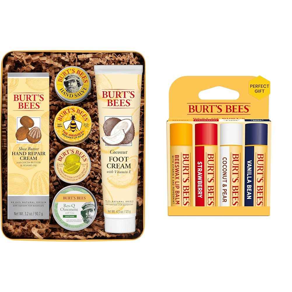 Burt's Bees Mothers Day Gifts for Mom, Classics Set with Lip Balm, 6 Products