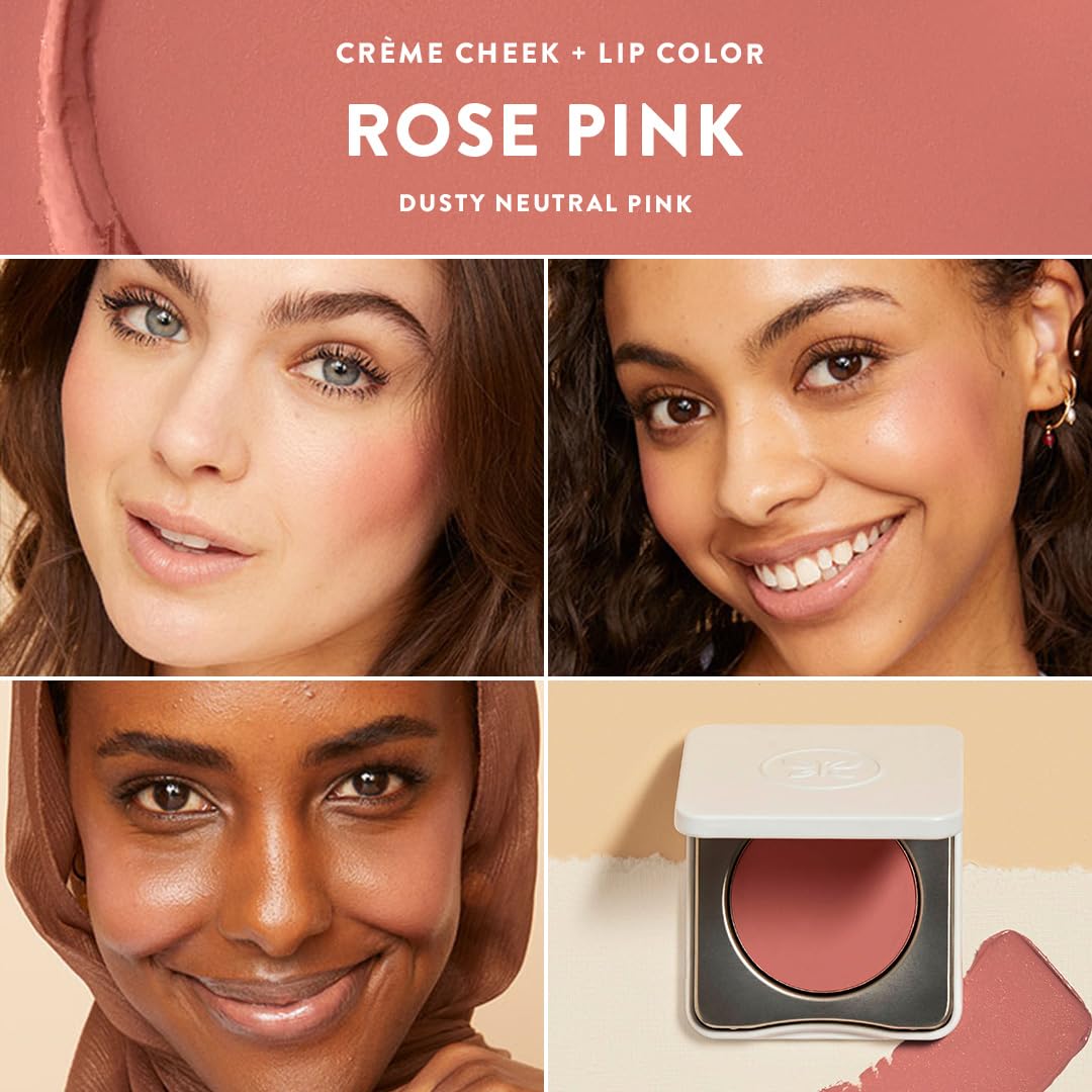 Honest Beauty 2-in-1 Creme Cheek Blush + Lip Color | EWG Verified, Vegan + Cruelty Free | Rose Pink, .1 oz