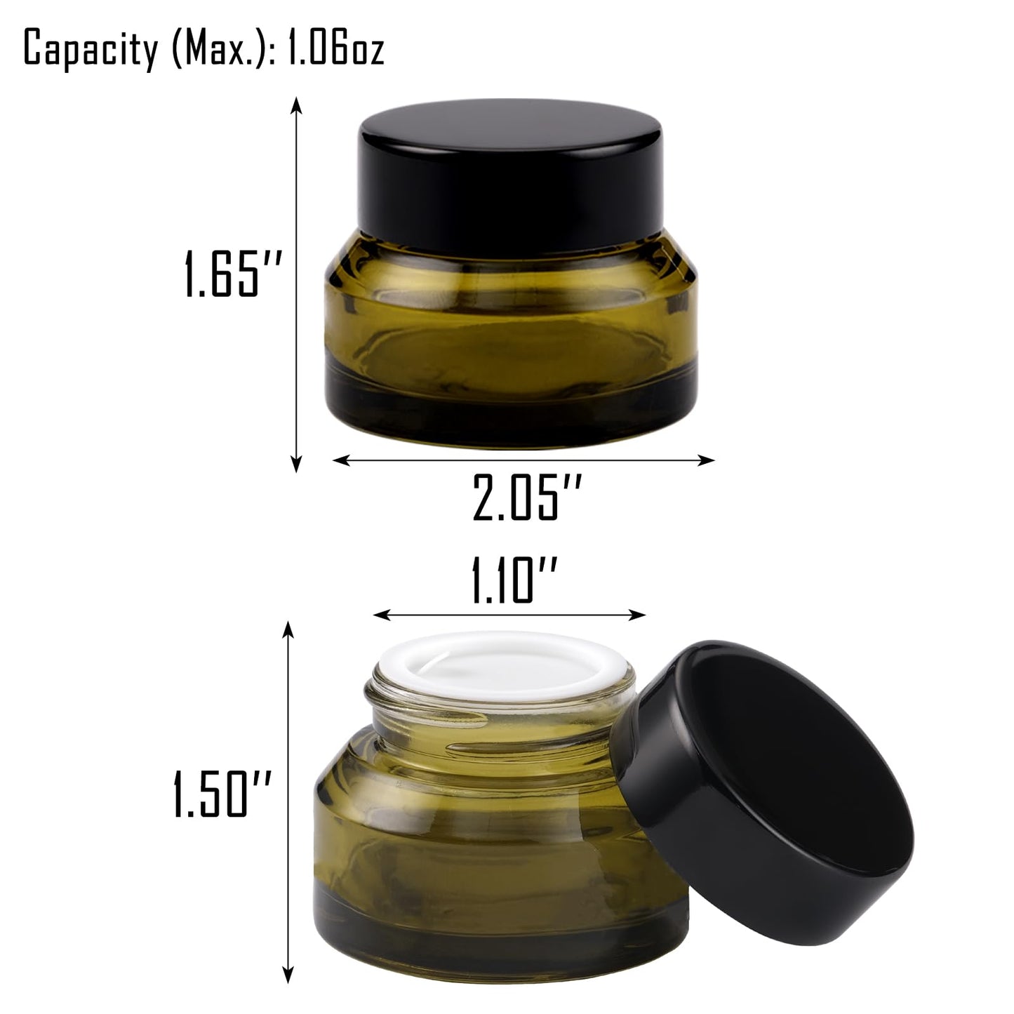 TkoYuHm 12 pack Glass Cosmetic Jars with Lids Small Lotion Containers for Traveling Green Empty Skincare Container for Face Cream Toiletries Makeup (1oz)