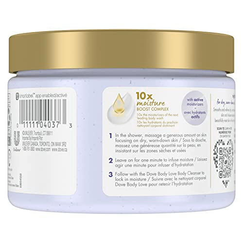 Dove Body Love Body Polish Night Recovery 3 Count for Dry, Worn-Down Skin, Body Scrub with Retinol and Botanical Oils for Silky, Smooth Skin 12 oz