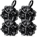Yoget Black Loofah Sponge, 4 Pack - 60G Mesh Shower Ball